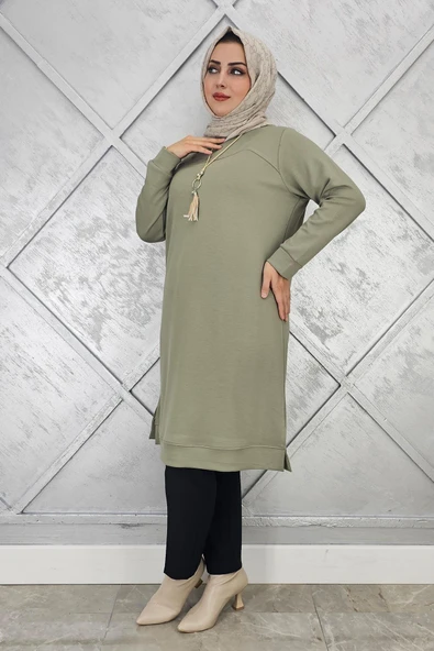 KADIN KOLYE DETAYLI TESETTÜR TUNİK - Resim 3