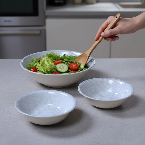 GÜRAL PORSELEN Enternasyonel Arnim 3 Parça Kase Seti 16 cm & 23 cm 1401 - Resim 2