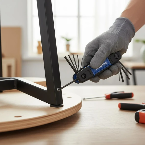 WORKPRO WP222028 8 Parça CR-V Metrik Çakı Tipi Profesyonel Allen Anahtar Takımı - Resim 4