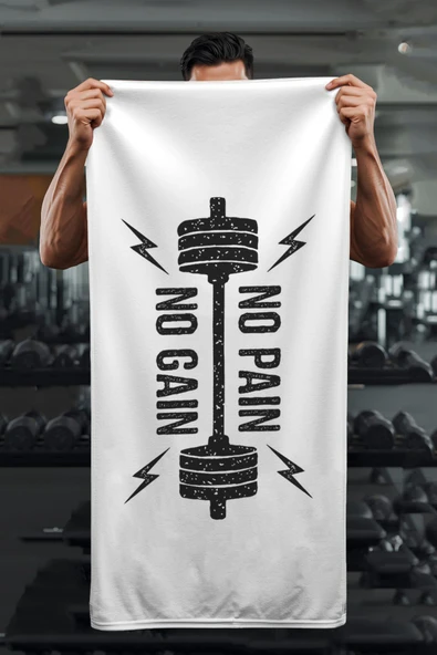 Dijital Baskı No Pain No Gain Desenli Spor Havlusu HVL0239 RENKLİ 80 X 160 ürün görseli 1