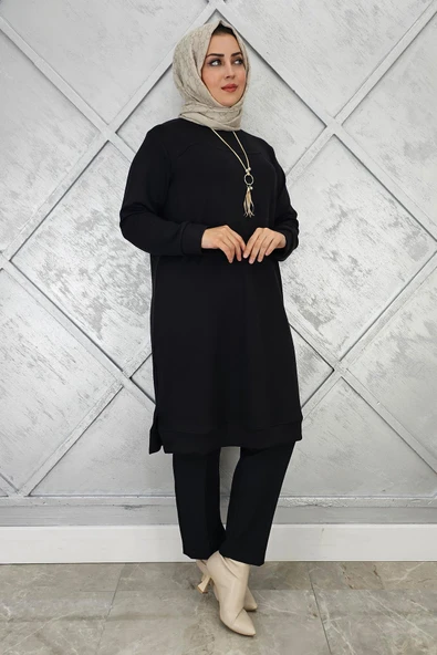 KADIN KOLYE DETAYLI TESETTÜR TUNİK - Resim 5