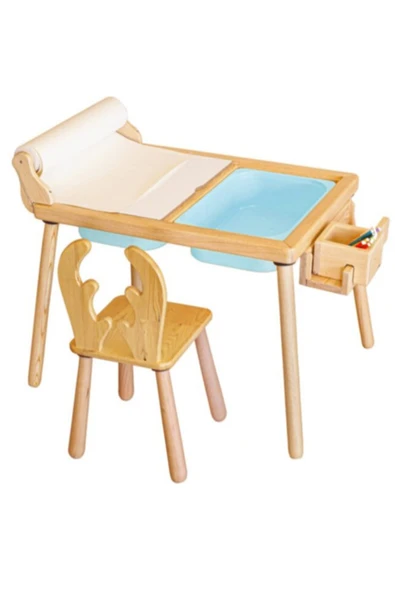 Rulo Aparatlı Duyusal Etkinlik Masası + 1 Sandalye ürün görseli