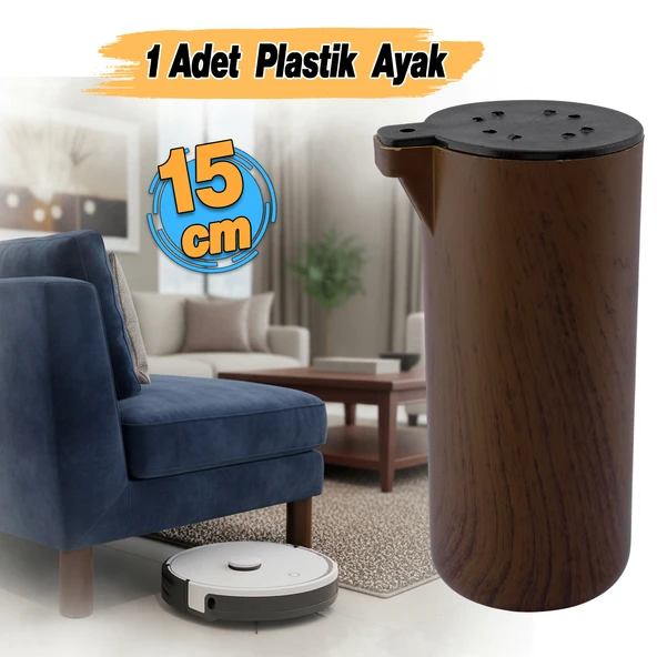 Mobilya Kanepe Koltuk Yatak Baza Yükseltme Ayağı Ayakları Plastik Kubik Kestane Kahvesi 15 cm 4 Adet - Resim 2