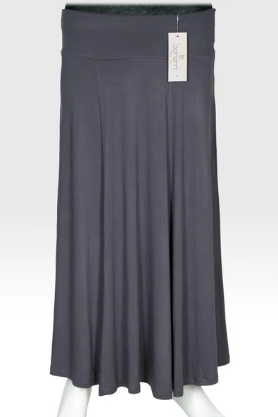 Barem Kadın Lamia Korsajlı Parçalı Astarsız Basic Gri Penye Etek ürün görseli 1