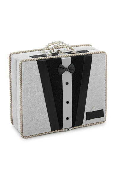 Sandıklı Damat Bohçasına Uygun Kuranı Kerim Seti Çeyizlik Seccade Seti Beyaz-Siyah - Resim 2