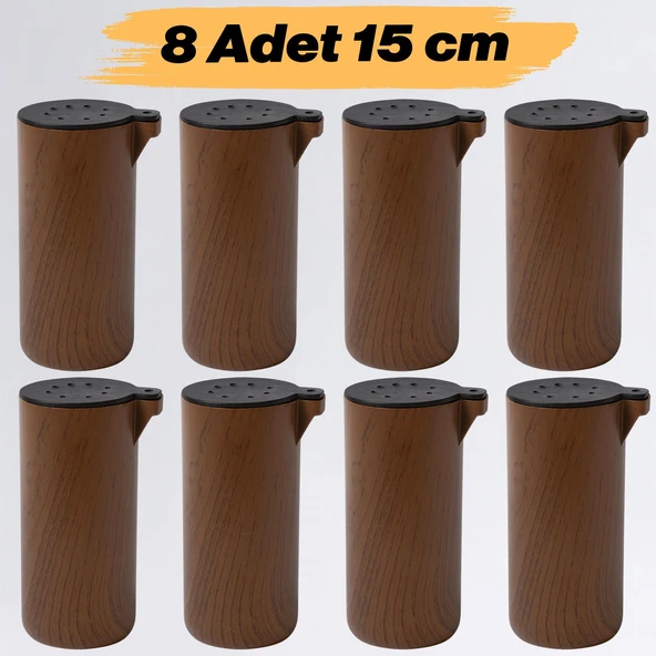 Mobilya Kanepe Koltuk Yatak Baza Yükseltme Ayağı Ayakları 8 ADET Plastik Kubik Kestane Kahvesi 15 cm ürün görseli 1
