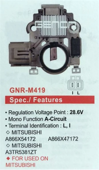 Mitsubıshı Ticarı Alternator Konjektor Mitsubıshı Tip 24v Mitsubıshı (a866x54172 - A866x47172 - A3tr5381) (l,i) - Genon Gnr-M419 ürün görseli 1