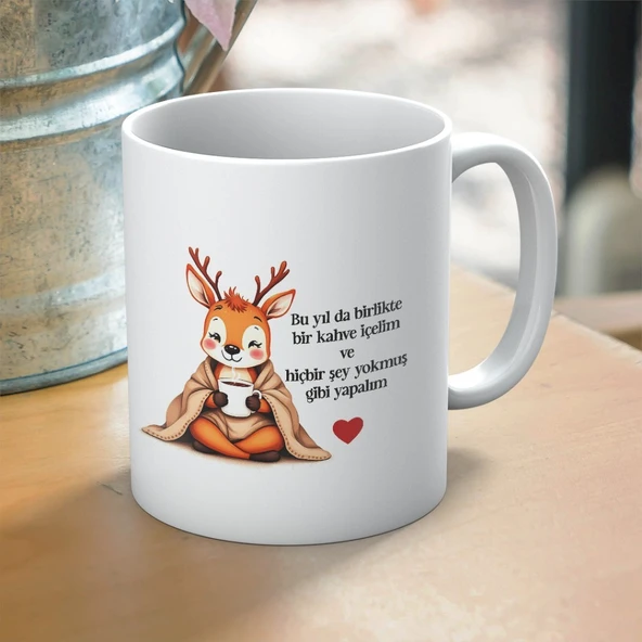 Yılbaşı Temalı Sıcak Çikolata - Kahve ve Çay Sevenlere Özel Hediyelik Baskılı Kupa ürün görseli 1