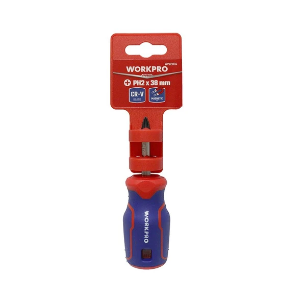 WORKPRO WP221034 PH2x38mm CR-V Manyetik Profesyonel Yıldız Topaç Tornavida - Resim 3