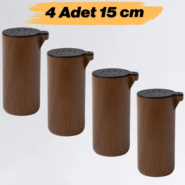 Mobilya Kanepe Koltuk Yatak Baza Yükseltme Ayağı Ayakları Plastik Kubik Kestane Kahvesi 15 cm 4 Adet ürün görseli