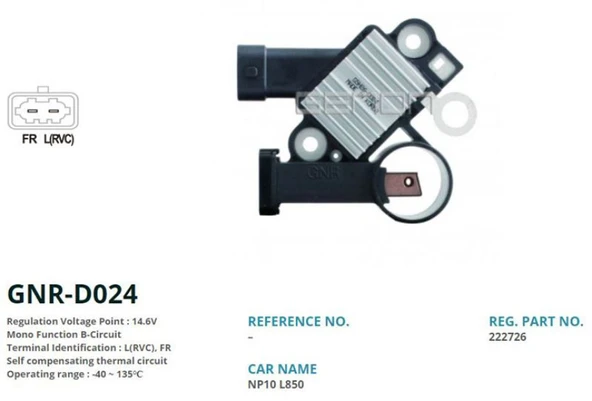 Chevrolet Alternator Konjektor Delco Tip 12v Chevrolet Cruze 2.0 Diesel (l(rvc), Fr) - Genon Gnr-D024 ürün görseli 1