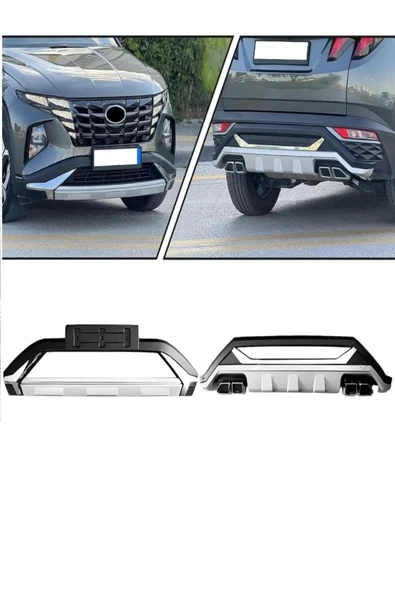 ROAL TUNİNG Hyundai̇ Tucson Ön Ve Arka Di̇füzör Tampon Koruma 2021-2023 Uyumlu - Resim 2