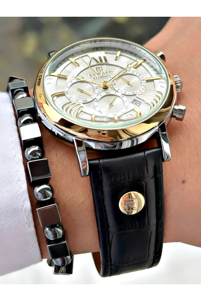 Reward Siyah Renk Deri Kordon Roma Rakamlı Orjinal Kilit Fonksiyonlu Erkek Kol Saati + BİLEKLİK HEDİYELİ - Resim 2