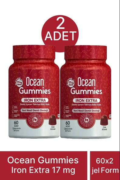 Ocean Gummies Iron Extra 17 mg 60 Çiğnenebilir Jel 2 Adet ürün görseli