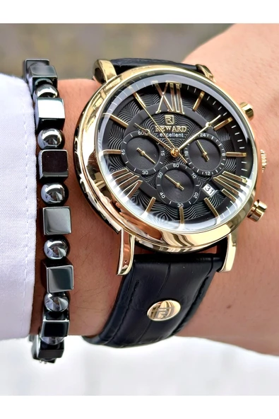 Reward Siyah Renk Deri Kordon Roma Rakamlı Orjinal Kilit Fonksiyonlu Erkek Kol Saati + BİLEKLİK HEDİYELİ - Resim 4