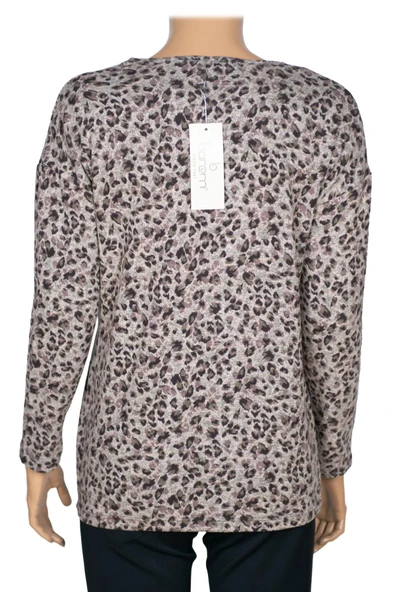 Barem Kadın Lina Büyük Beden Kışlık V Yaka Yumoş Kahve Bluz D08 - Resim 4