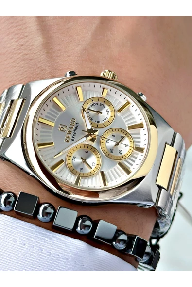 Reward Altın Gümüş Renk Fonksiyonlar Aktif Spor Çelik Erkek Kol Saati + BİLEKLİK HEDİYELİ - Resim 2