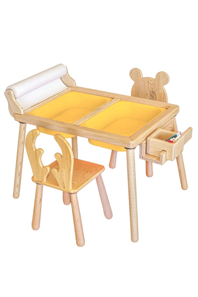 Rulo Aparatlı Duyusal Etkinlik Masası + 2 Sandalye ürün görseli 1
