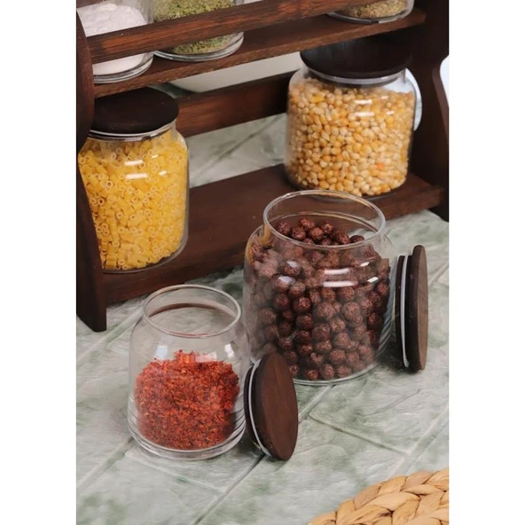 Bambum Nero Bench 8 Parça 2 Katlı Standlı Baharatlık Seti Yatay - Resim 5