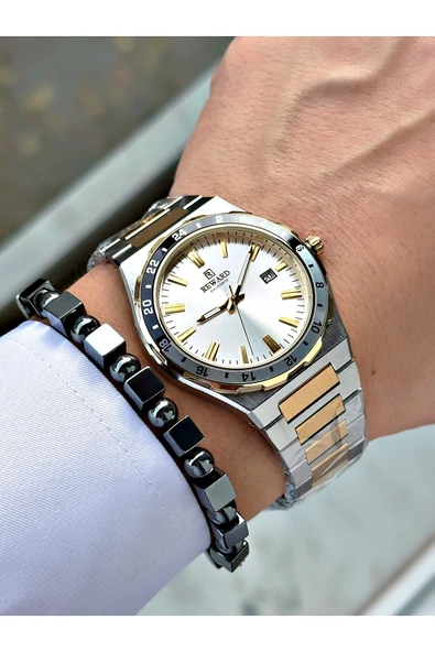Reward Altın Gümüş Renk Takvimli Model Spor Çelik Kordon Erkek Kol Saati + BİLEKLİK HEDİYELİ - Resim 2