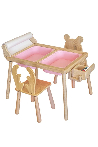 Rulo Aparatlı Duyusal Etkinlik Masası + 2 Sandalye ürün görseli