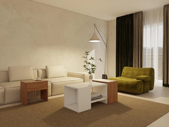 Lupo Orta Sehpa Marbellakiraz Beyaz Renk - Resim 4