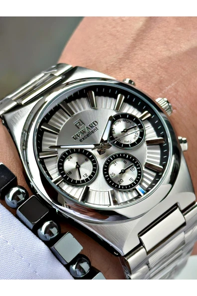 Reward Gümüş Renk Fonksiyonlar Aktif Spor Çelik Erkek Kol Saati + BİLEKLİK HEDİYELİ ürün görseli 1