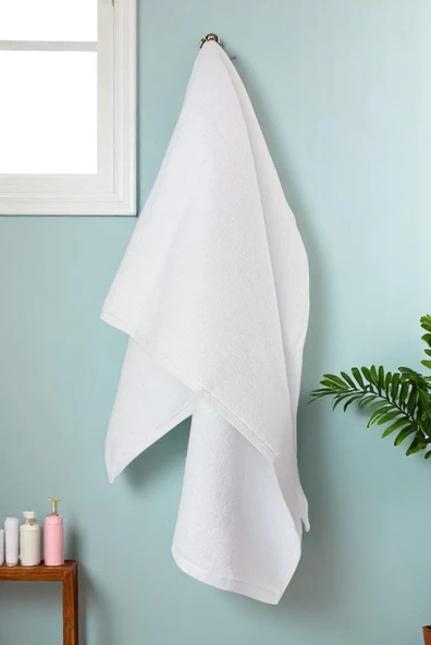 %100 Pamuk Yumuşak Dokulu Tüy Dökmez El Yüz ve Abdest Havlusu 50 X 90 cm - Beyaz ürün görseli 1