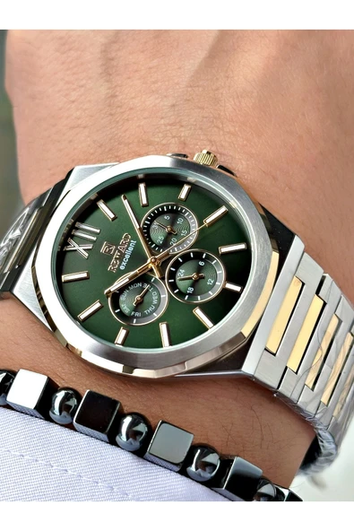 Reward Altın Gümüş Renk Fonksiyonlar Aktif Klasik Çelik Kordon Erkek Kol Saati + BİLEKLİK HEDİYELİ - Resim 2