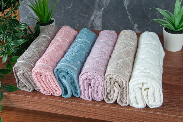 Jakarlı %100 Pamuklu 6'lı Lüks Kutulu Çeyizlik Mutfak Havlusu 30X50 - 00743 - Resim 2