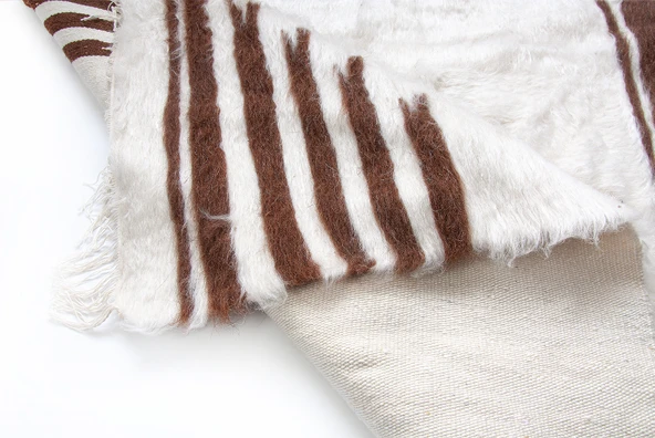 Siirt Tiftik El Dokuması  Seccade Yün Namazlık Beyaz - Resim 3