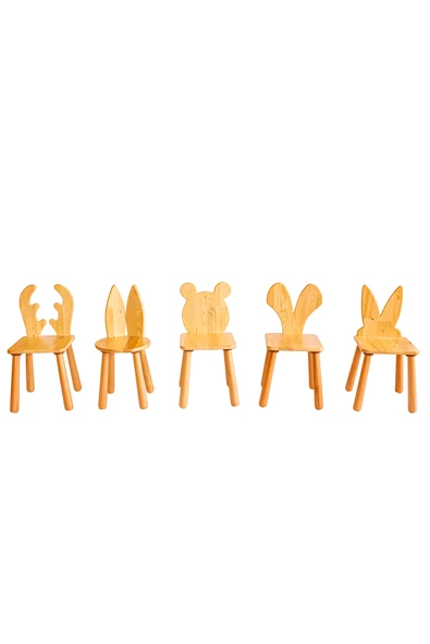 Wood & Joy Doğal Ahşap Çocuk Sandalye Geyik - Resim 3