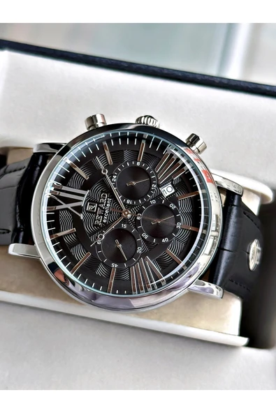 Reward Siyah Renk Deri Kordon Orjinal Klips Fonksiyonlu Erkek Kol Saati + BİLEKLİK HEDİYELİ - Resim 3