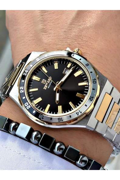 Reward Altın Gümüş Renk Takvimli Model Spor Çelik Kordon Erkek Kol Saati + BİLEKLİK HEDİYELİ ürün görseli 1