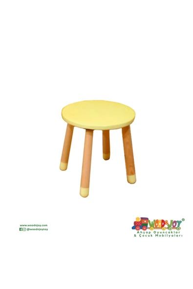 Wood & Joy Doğal Ahşap Renkli Çocuk Tabure (SARI) ürün görseli