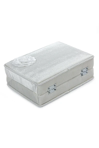 Mini Sandıklı Çeyizlik Gelin Bohçası Seccade Seti - Şal, Yasin Kitabı, Tesbih, Zikirmatik - Resim 4