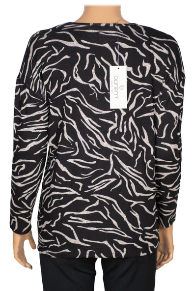 Barem Kadın Lina Büyük Beden Kışlık V Yaka Yumoş Siyah Bluz D07 - Resim 4