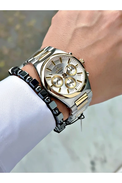 Reward Altın Gümüş Renk Fonksiyonlar Aktif Spor Çelik Erkek Kol Saati + BİLEKLİK HEDİYELİ - Resim 3