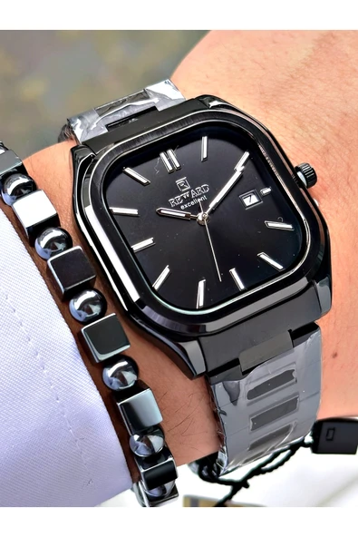 Reward Siyah Renk Klasik Kare Model Çelik Kordon Erkek Kol Saati + BİLEKLİK HEDİYELİ ürün görseli 1