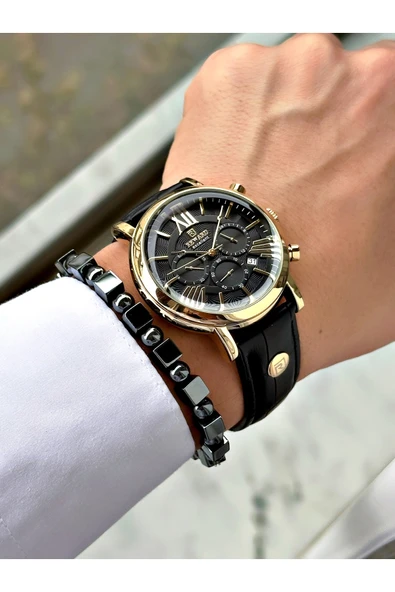 Reward Siyah Renk Deri Kordon Roma Rakamlı Orjinal Kilit Fonksiyonlu Erkek Kol Saati + BİLEKLİK HEDİYELİ - Resim 2