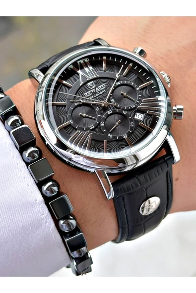 Reward Siyah Renk Deri Kordon Orjinal Klips Fonksiyonlu Erkek Kol Saati + BİLEKLİK HEDİYELİ - Resim 5