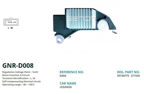Daewoo Alternator Konjektor Delco Tip 12v Daewoo Leganza (l, İg) - Genon Gnr-D008 ürün görseli 1