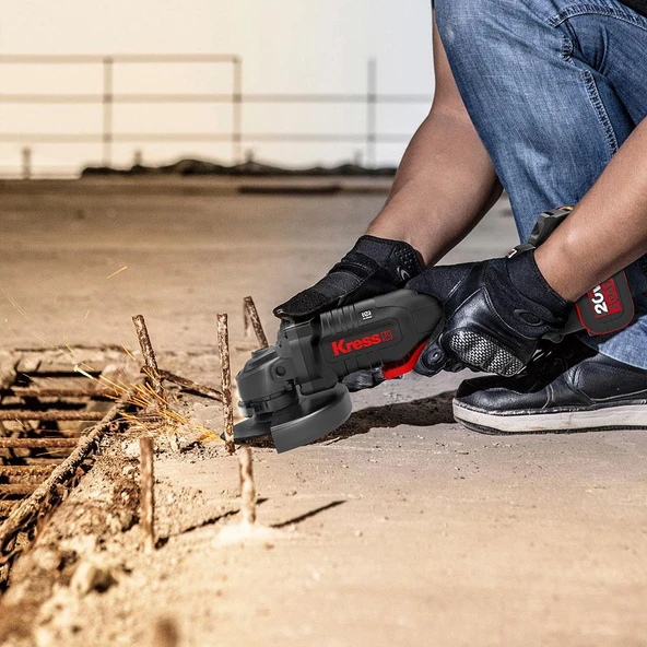 Kress KUH04.1 20Volt 5.0Ah. Li-ion Çift Akülü 125mm Kömürsüz Profesyonel Devir Ayarlı Alttan Tetikli Avuç Taşlama - Resim 4