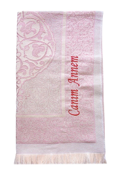 Canım Anneme İsim Nakışlı Seccade ve İnci Tesbihli Özel Silindir Kutulu Set - Resim 6