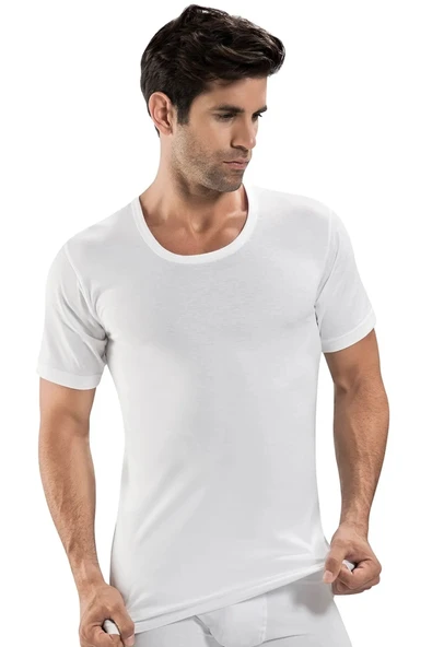 Altunkoza Underwear Has Altunkoza 12'li Paket Penye Erkek Bisiklet Yaka Atlet Beyaz 14204 - Resim 2