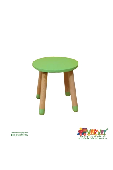 Wood & Joy Doğal Ahşap Renkli Çocuk Tabure (YEŞİL) ürün görseli