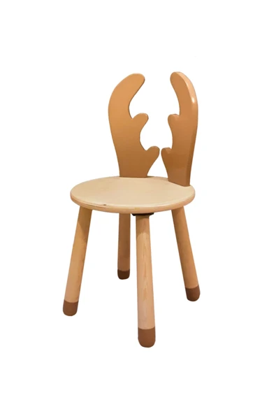 Wood & Joy Doğal Ahşap Renkli Çocuk Sandalye Geyik - Resim 2