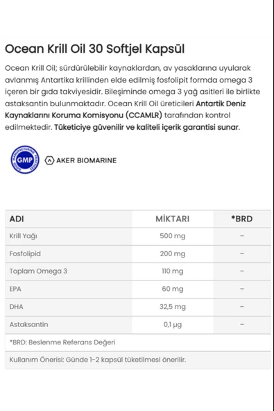 Ocean Krill Oil 500 Mg 30 Kapsül 4 Adet - Resim 2