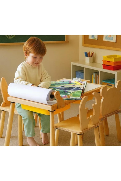 Ahşap Duyusal Çocuk Aktivite Masası (Rulo Kağıt Hediyeli) - Resim 3