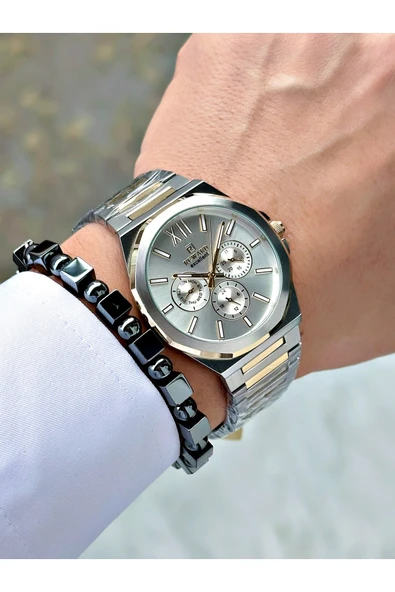 Reward Altın Gümüş Renk Fonksiyonlar Aktif Klasik Çelik Kordon Erkek Kol Saati + BİLEKLİK HEDİYELİ - Resim 3
